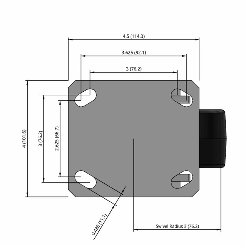 4"x2" HD Kingpinless Swivel Caster with USA-Made Phenolic Wheel