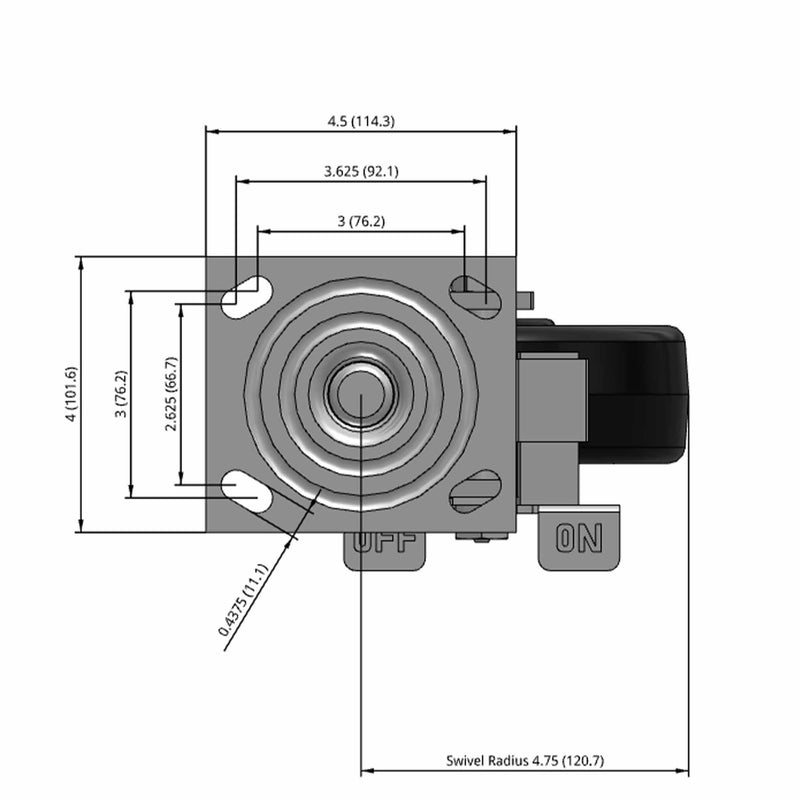 6 inch Heavy Duty Brake Caster, 2 inch wide Phenolic Wheel, USA Made