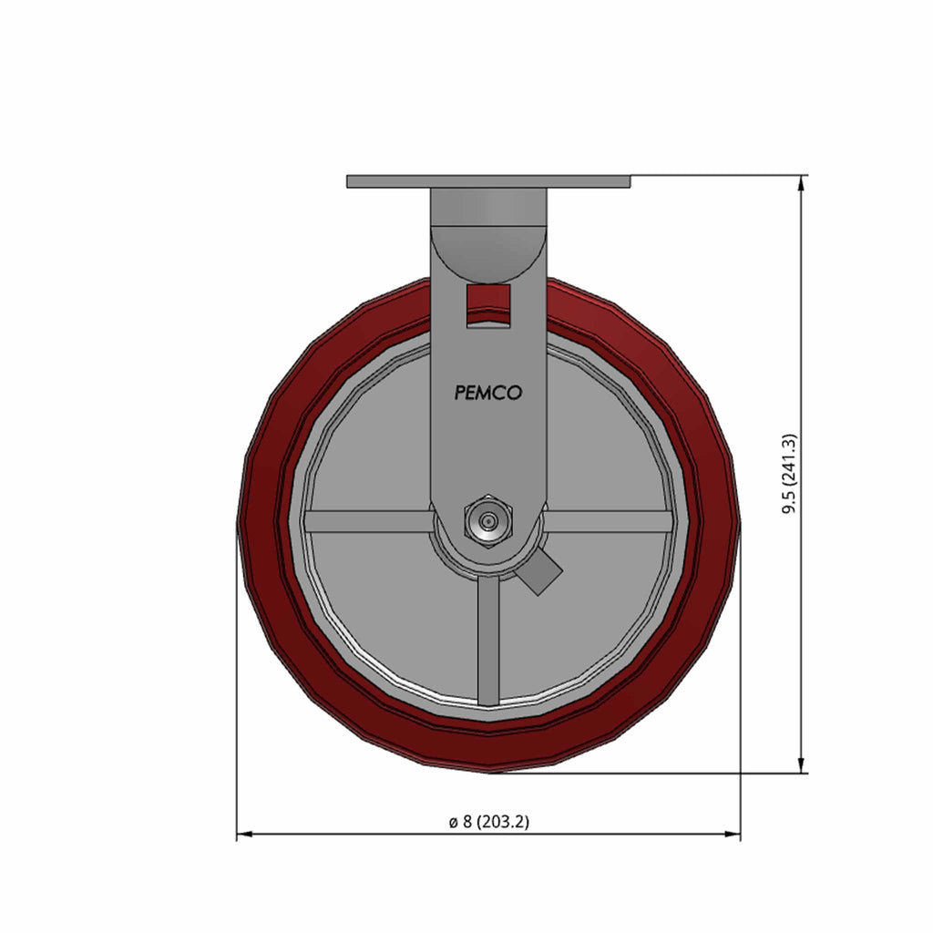 inch Heavy Duty Rigid Caster, USA Polyurethane Wheel, inch wide