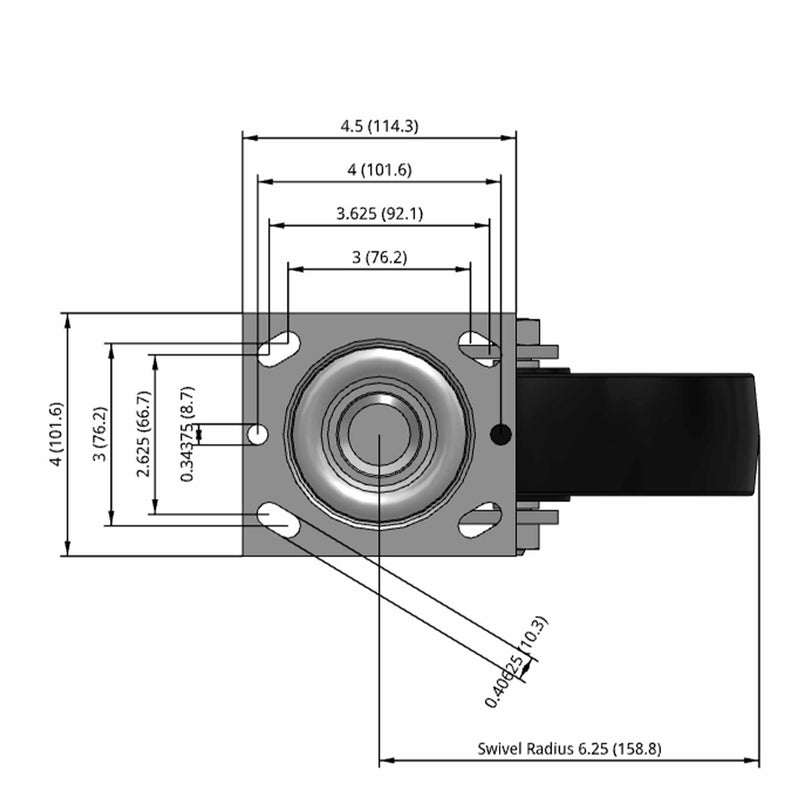 8 inch Heavy Duty USA Polypropylene Wheel Caster, 2 inch wide