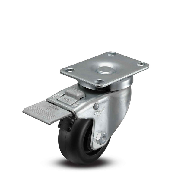 3 inch Wheel Caster with Total Lock Brake, Plate, Polyolefin Wheel